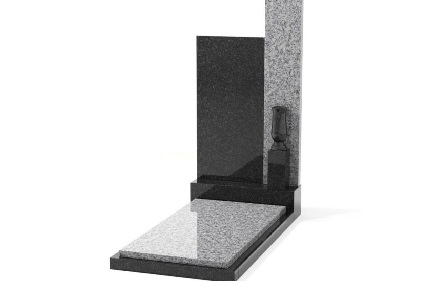 Комбинированный вертикальный памятник с надгробной плитой КБ16